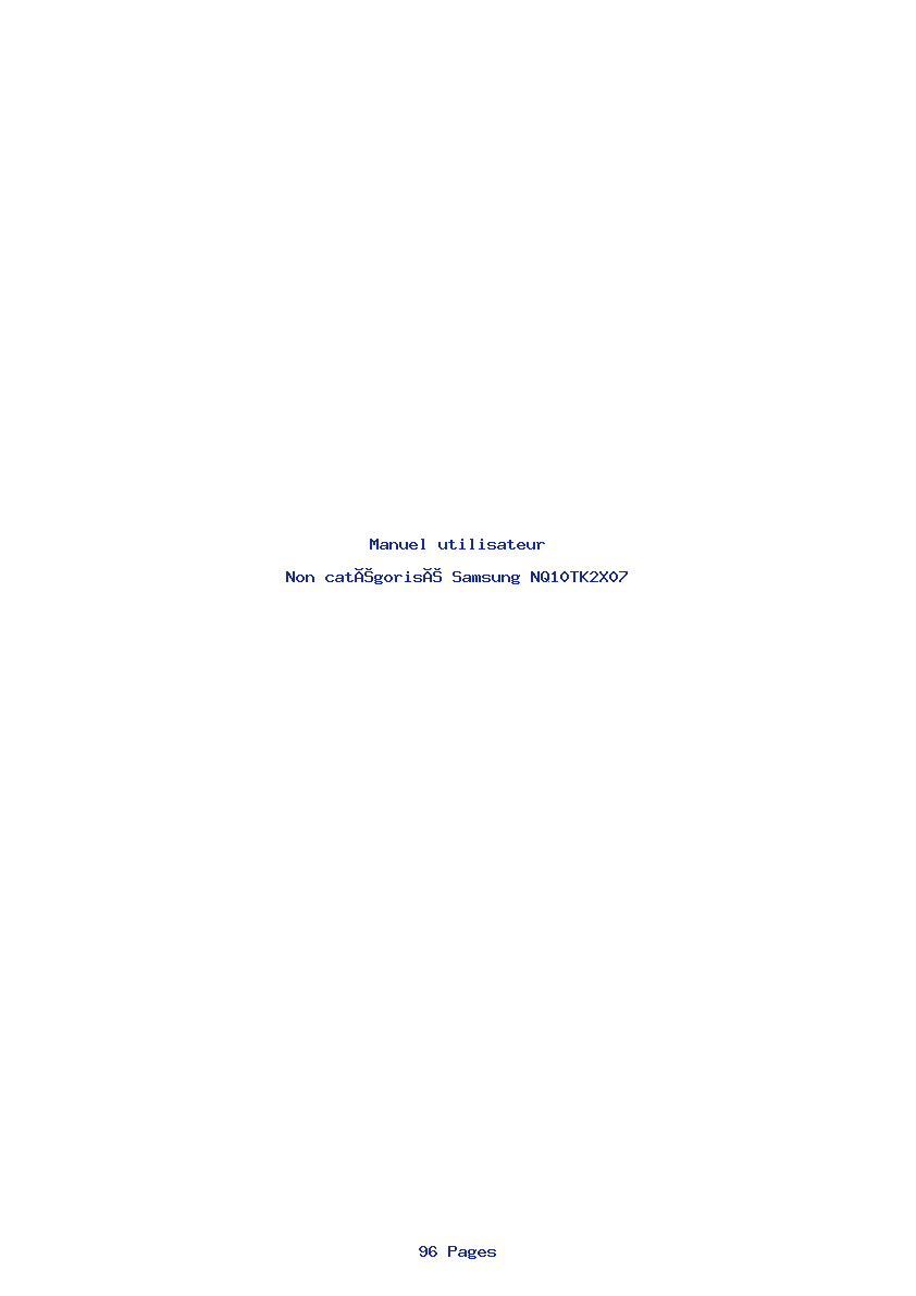 Page 1 de la notice Manuel utilisateur Samsung NQ10TK2X07