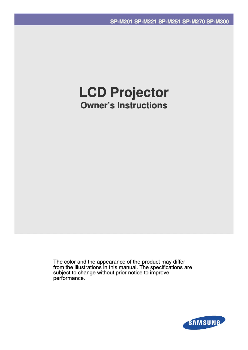 Página 1 del manual Manual de usuario Samsung SP-M300