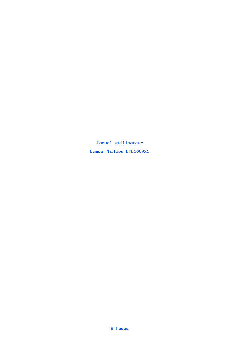 Page 1 de la notice Manuel utilisateur Philips LPL10UVX1