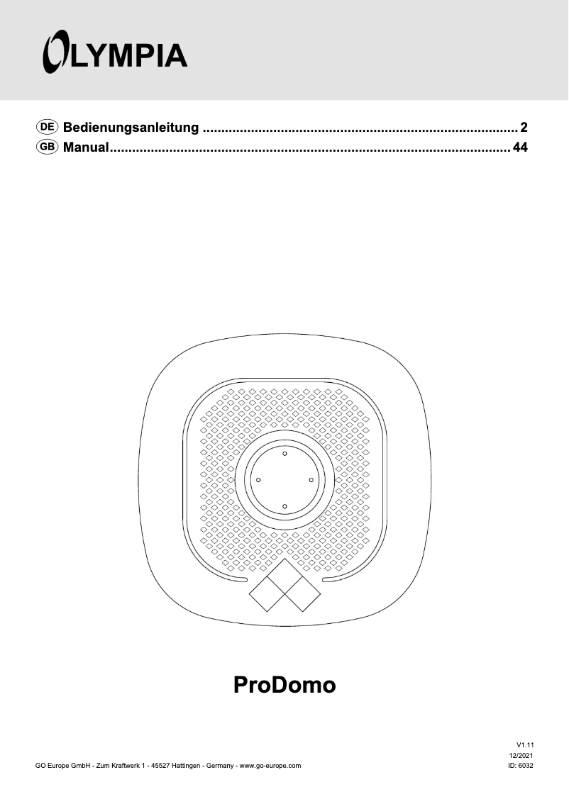 Page 1 de la notice Manuel utilisateur Olympia ProDomo