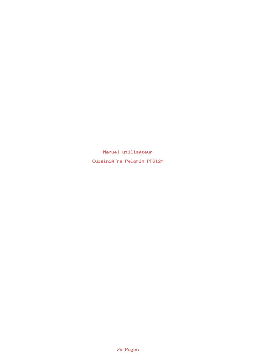 Page 1 de la notice Manuel utilisateur Pelgrim PF6120
