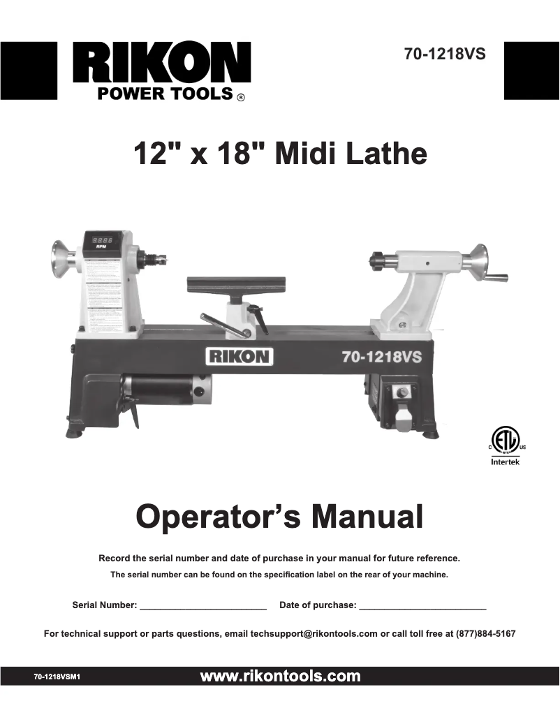 Page 1 de la notice Manuel utilisateur RIKON 70-1218VS