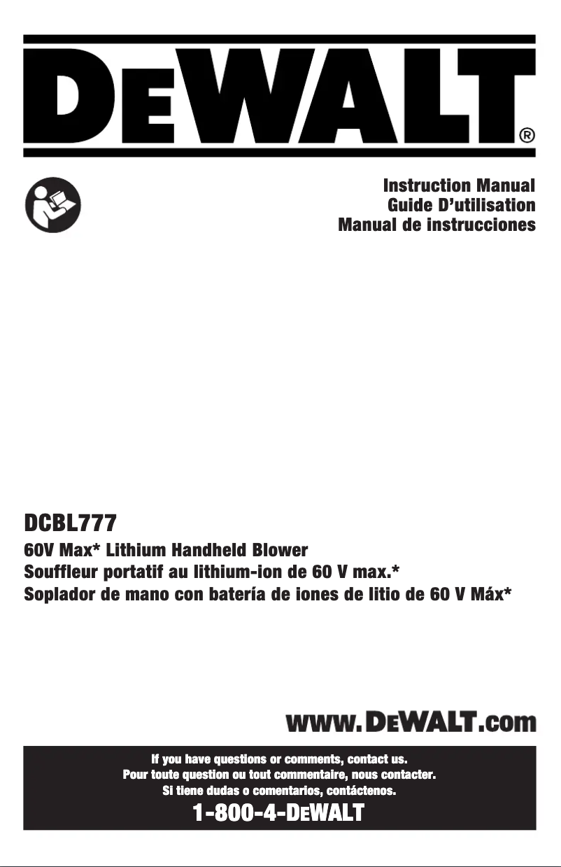 Page 1 de la notice Manuel utilisateur DeWalt DCBL777