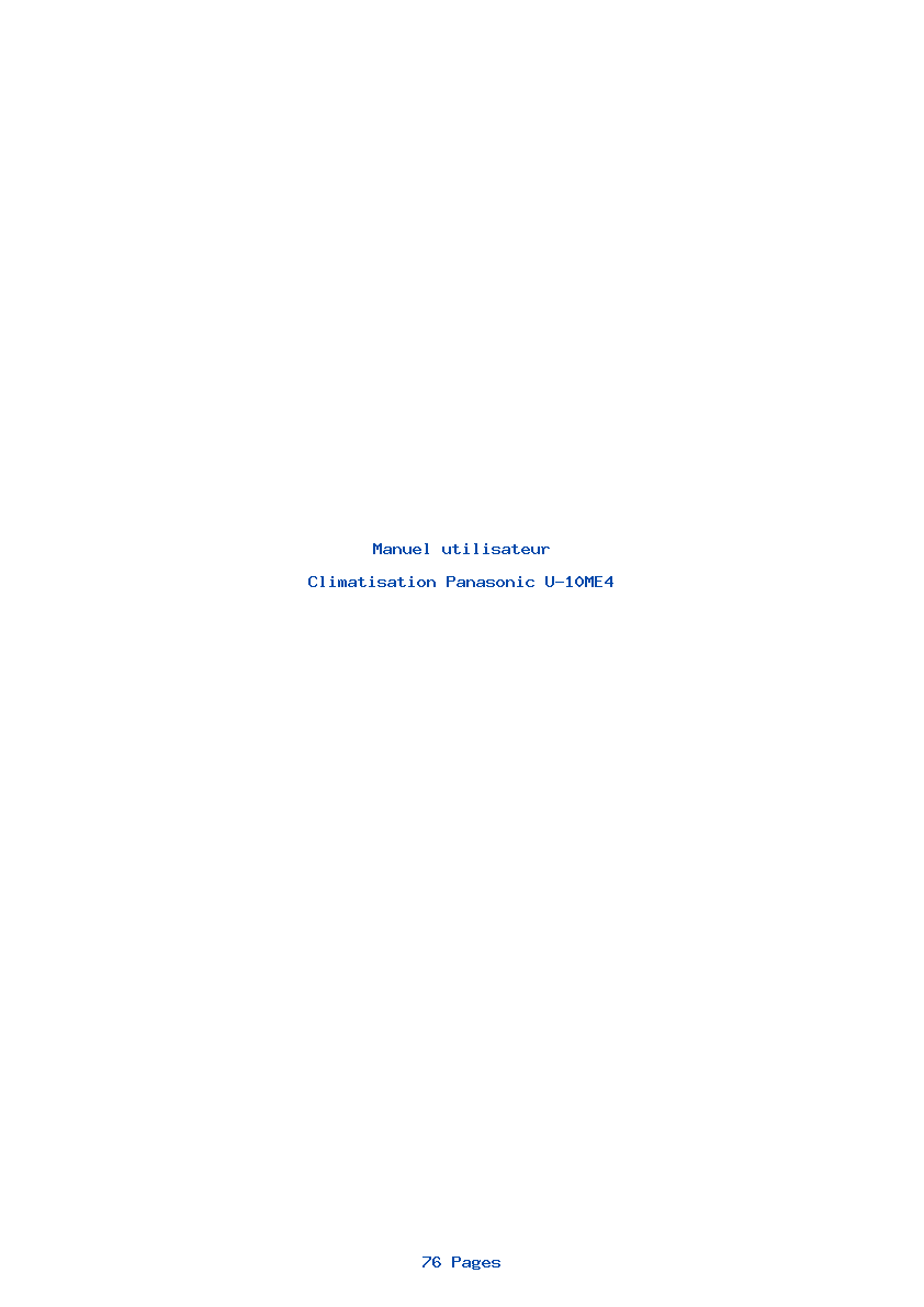 Page 1 de la notice Manuel utilisateur Panasonic U-10ME4
