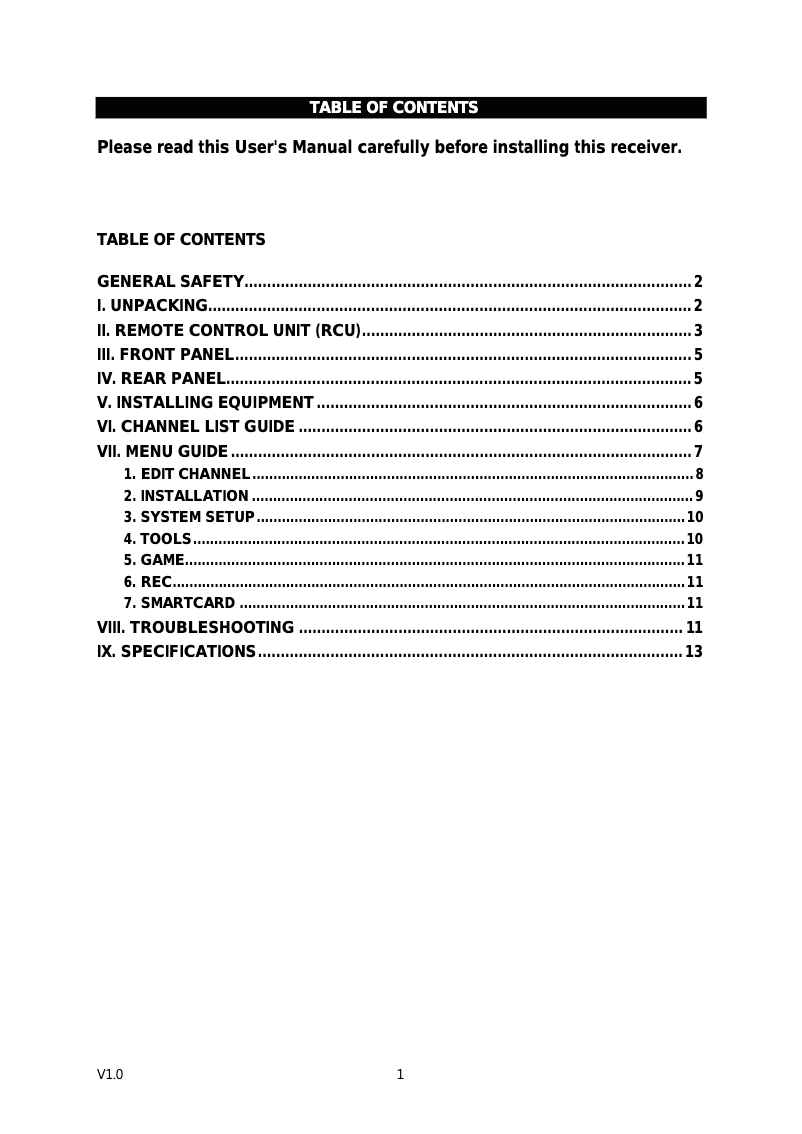 Page 1 de la notice Manuel utilisateur MVision HD-400S