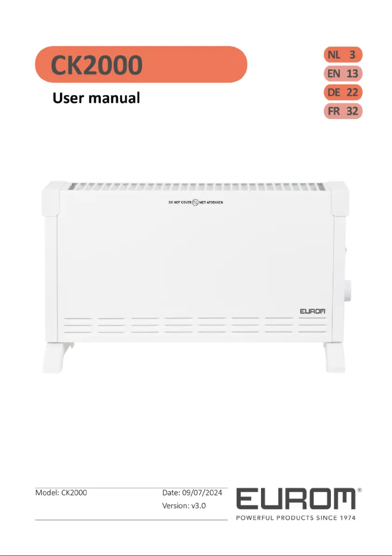 Page 1 de la notice Manuel utilisateur Eurom CK2000