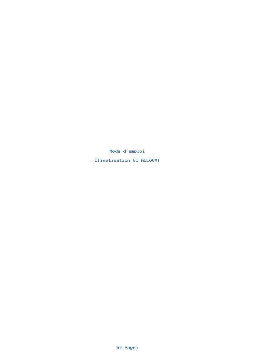 Page 1 de la notice Mode d'emploi GE AEE08AT