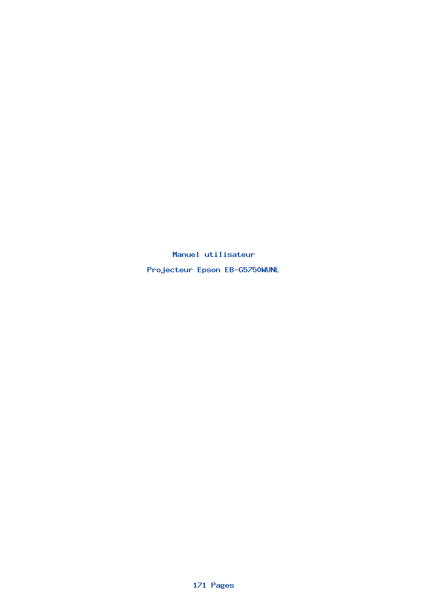 Page 1 de la notice Manuel utilisateur Epson EB-G5750WUNL