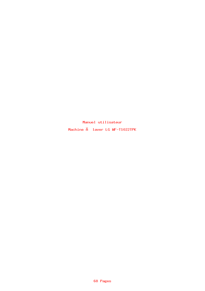 Page 1 de la notice Manuel utilisateur LG WF-T1022TPK
