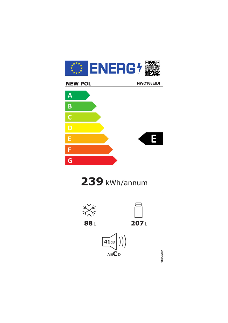 Page 1 of the manual Energy Label New Pol NWC188EIDI