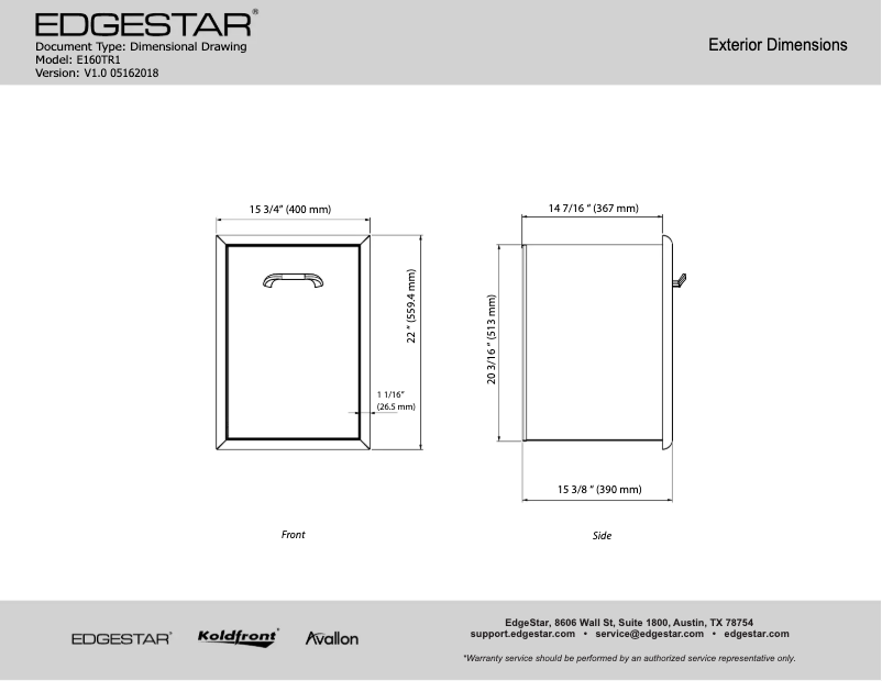 Page 1 de la notice Manuel utilisateur EdgeStar E160TR1