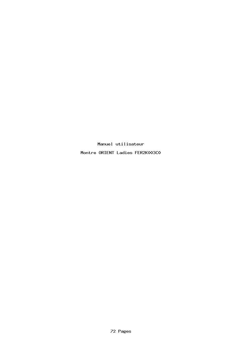 Page 1 de la notice Manuel utilisateur ORIENT Ladies FER2K003C0