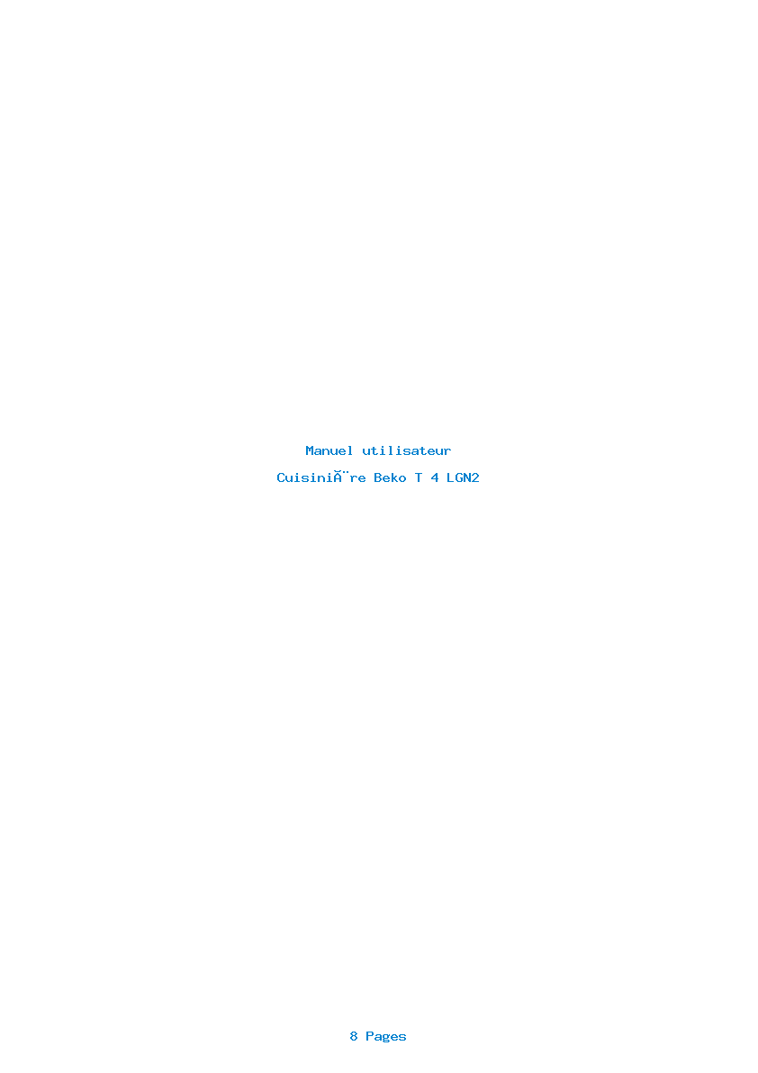 Page 1 de la notice Manuel utilisateur Beko T 4 LGN2