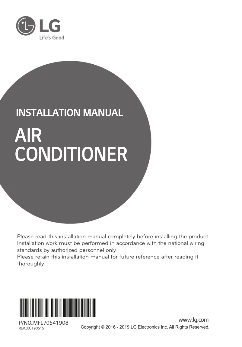 Page 1 de la notice Manuel utilisateur LG APUQ18GS1K1