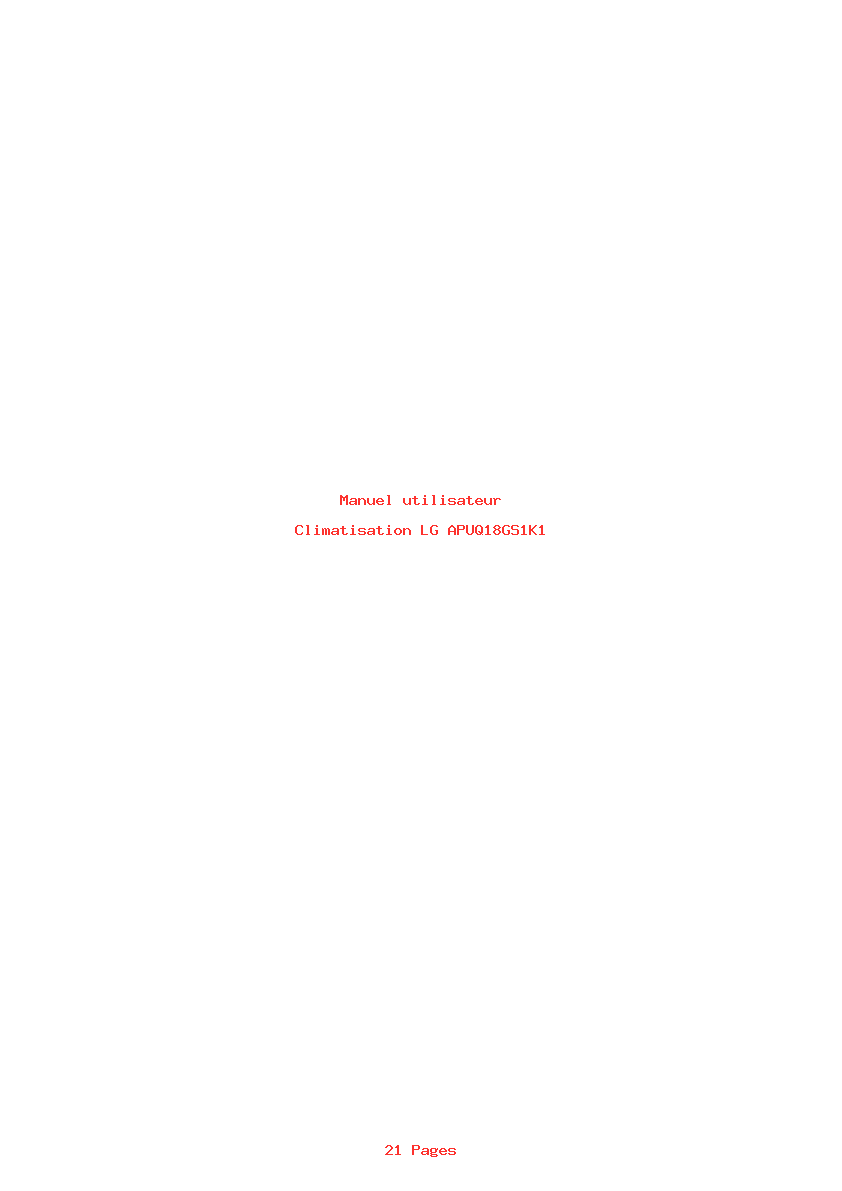 Page 1 de la notice Manuel utilisateur LG APUQ18GS1K1