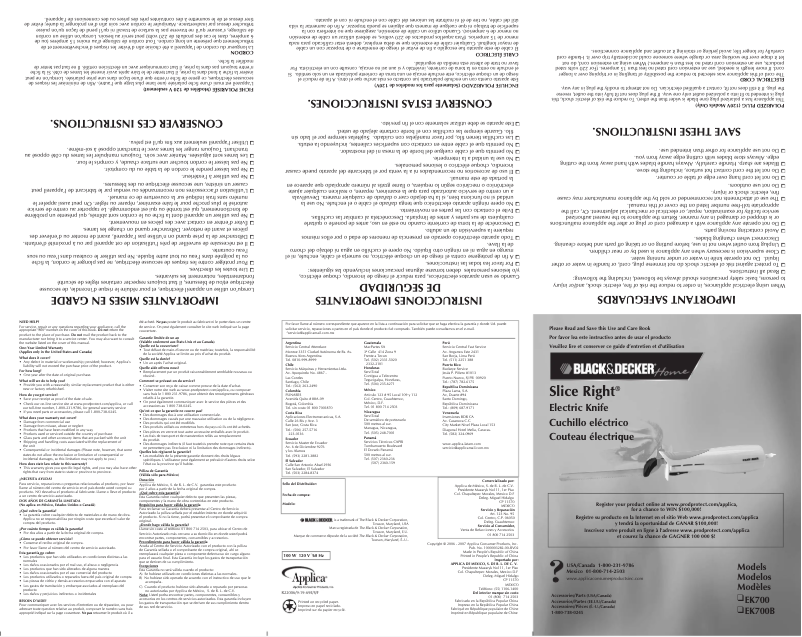 Page 1 de la notice Manuel utilisateur Black & Decker SlimGrip EK700B