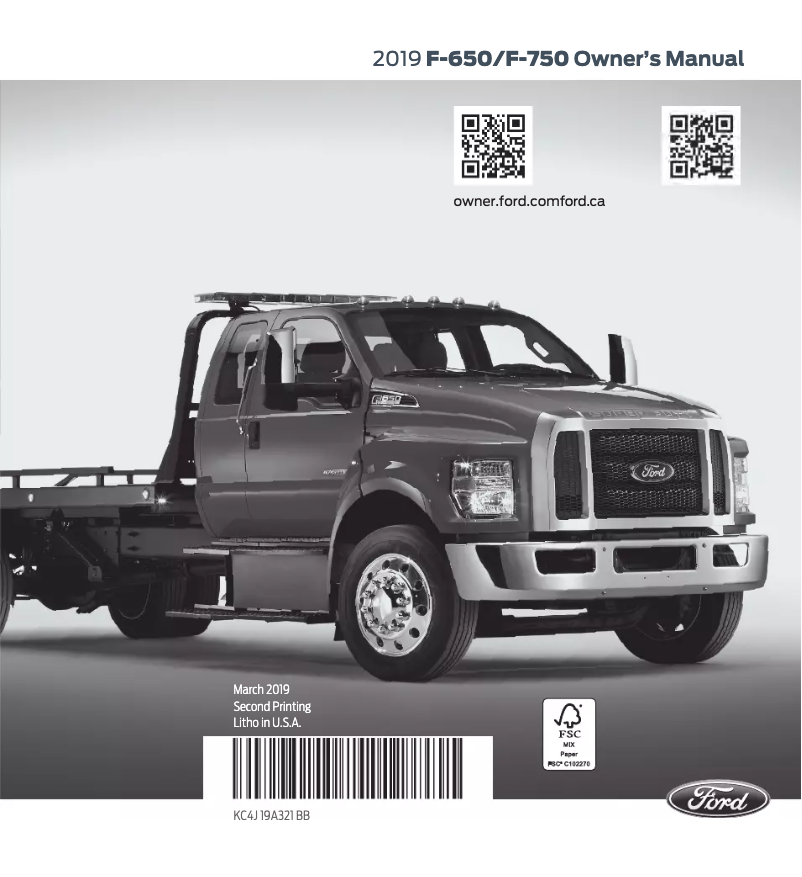 Page 1 de la notice Manuel utilisateur Ford F-650 (2019)