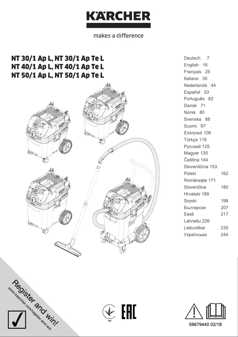 Page 1 de la notice Manuel utilisateur Kärcher NT 30/1 Ap L