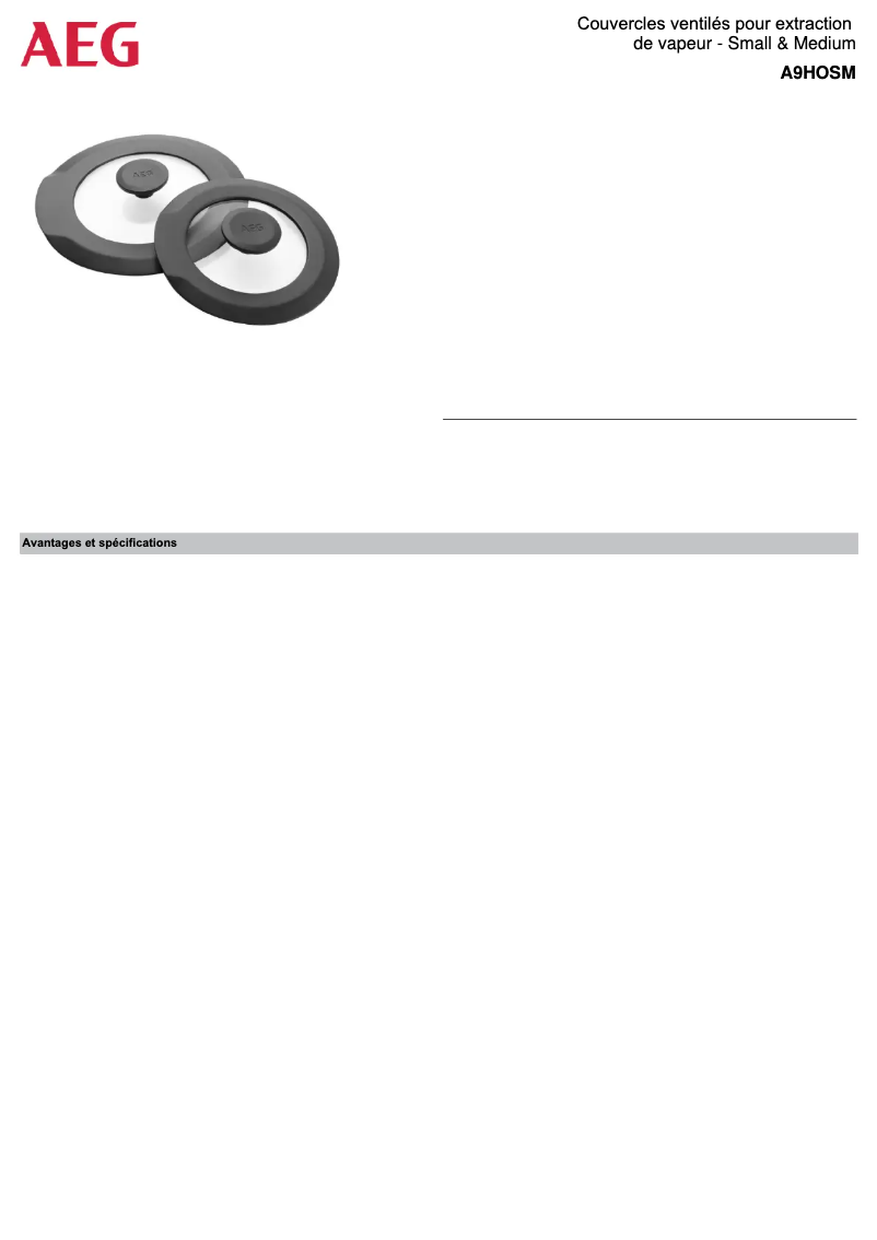 Page 1 de la notice Fiche technique AEG A9HOSM