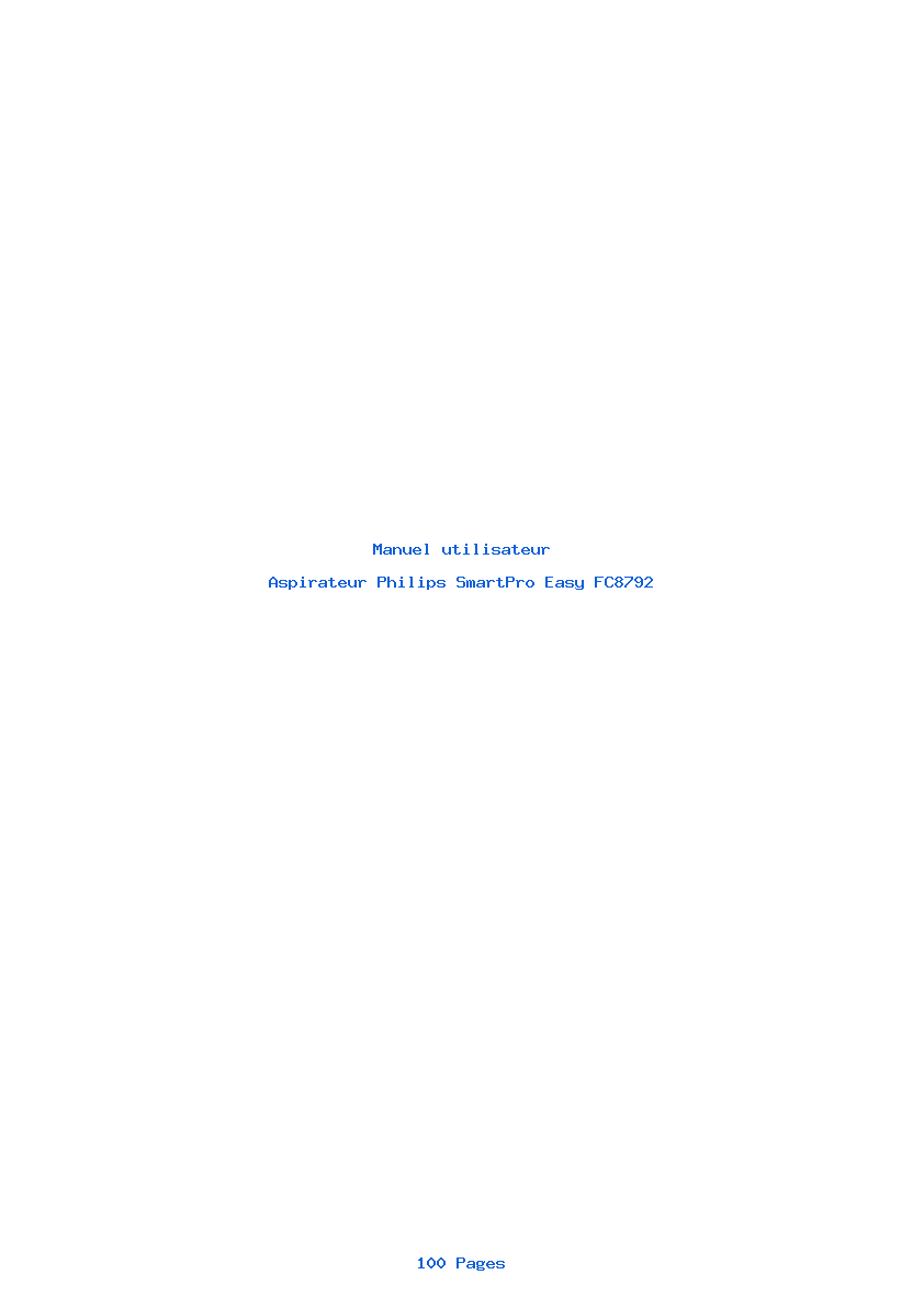 Page 1 de la notice Manuel utilisateur Philips SmartPro Easy FC8792