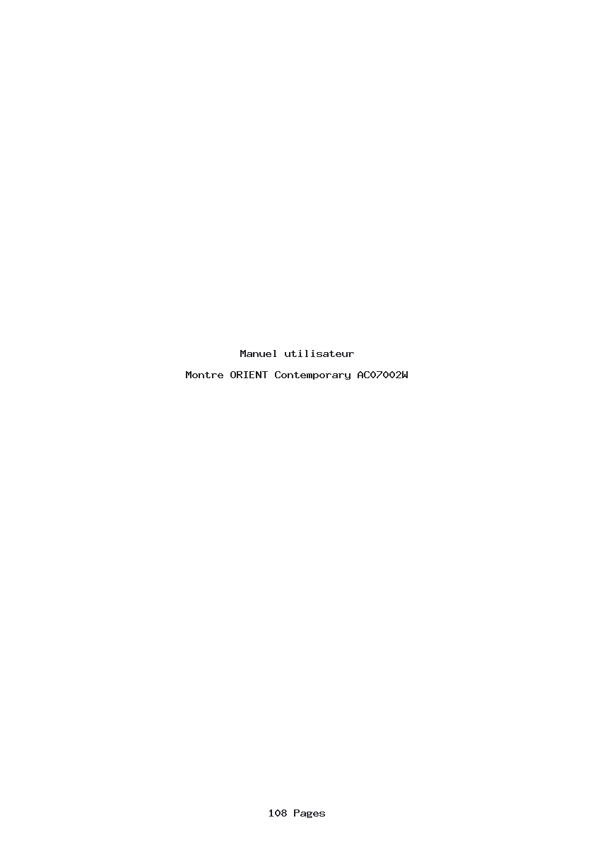 Page 1 de la notice Manuel utilisateur ORIENT Contemporary AC07002W