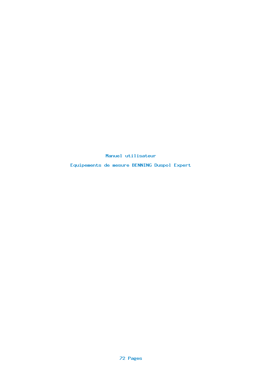 Page 1 de la notice Manuel utilisateur BENNING Duspol Expert