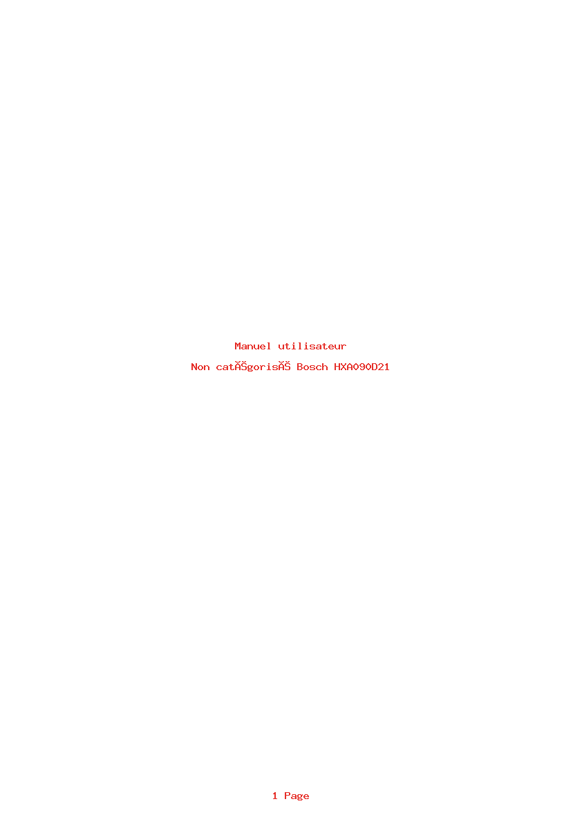 Page 1 de la notice Manuel utilisateur Bosch HXA090D21