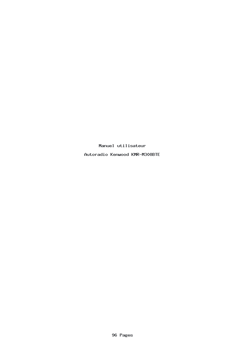 Page 1 de la notice Manuel utilisateur Kenwood KMR-M308BTE