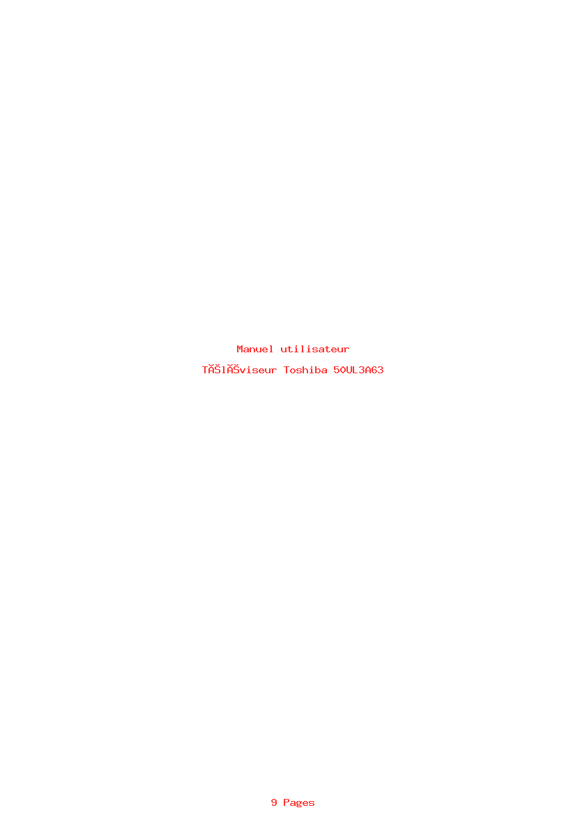 Page 1 de la notice Manuel utilisateur Toshiba 50UL3A63