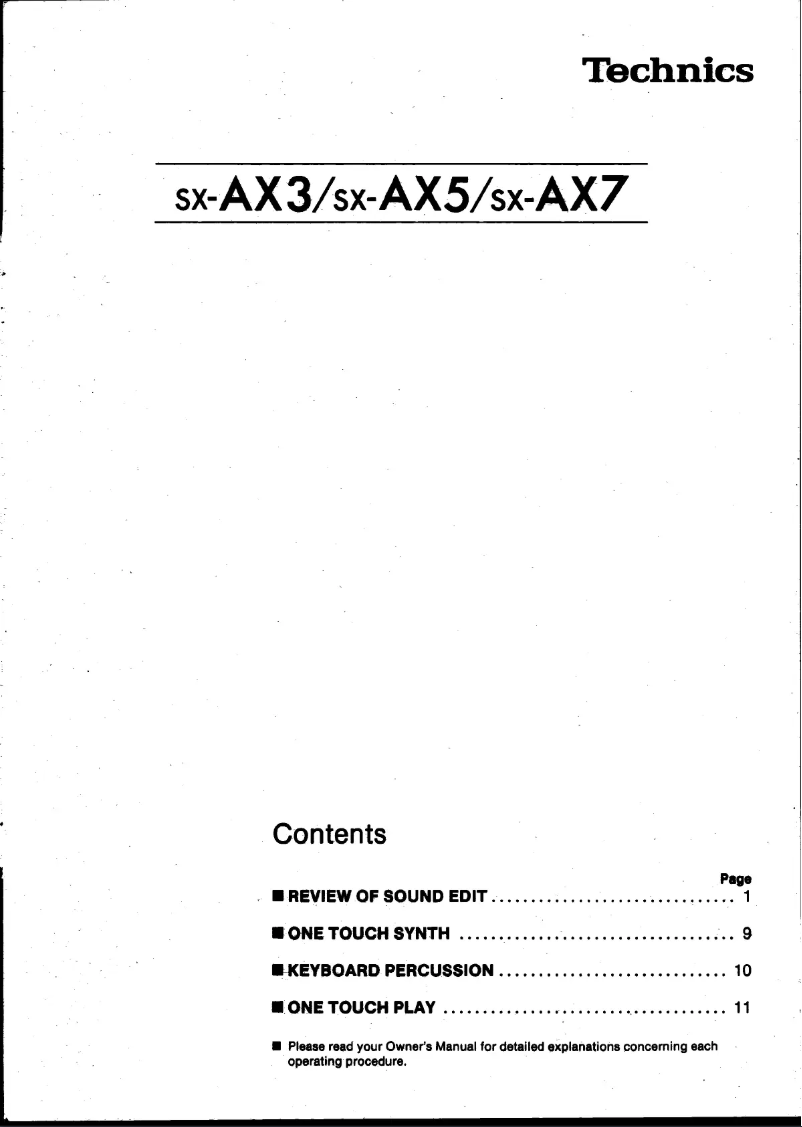 Page 1 of the manual User Manual Panasonic SX-AX5