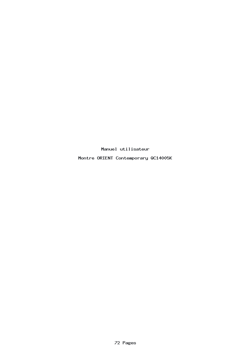 Page 1 de la notice Manuel utilisateur ORIENT Contemporary QC14005K