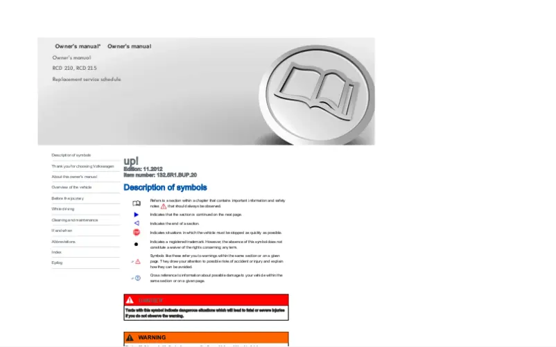 Page 1 of the manual User Manual Volkswagen Up! (2023)