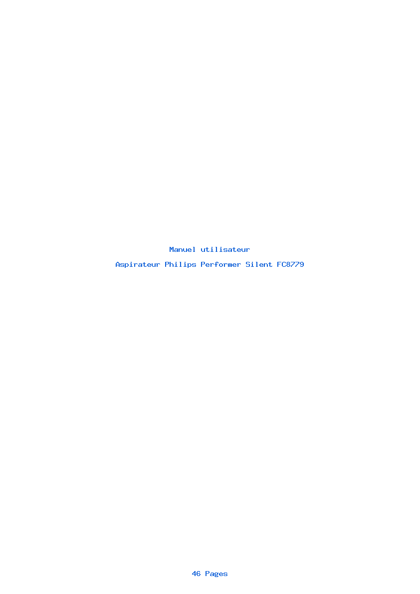 Page 1 de la notice Manuel utilisateur Philips Performer Silent FC8779