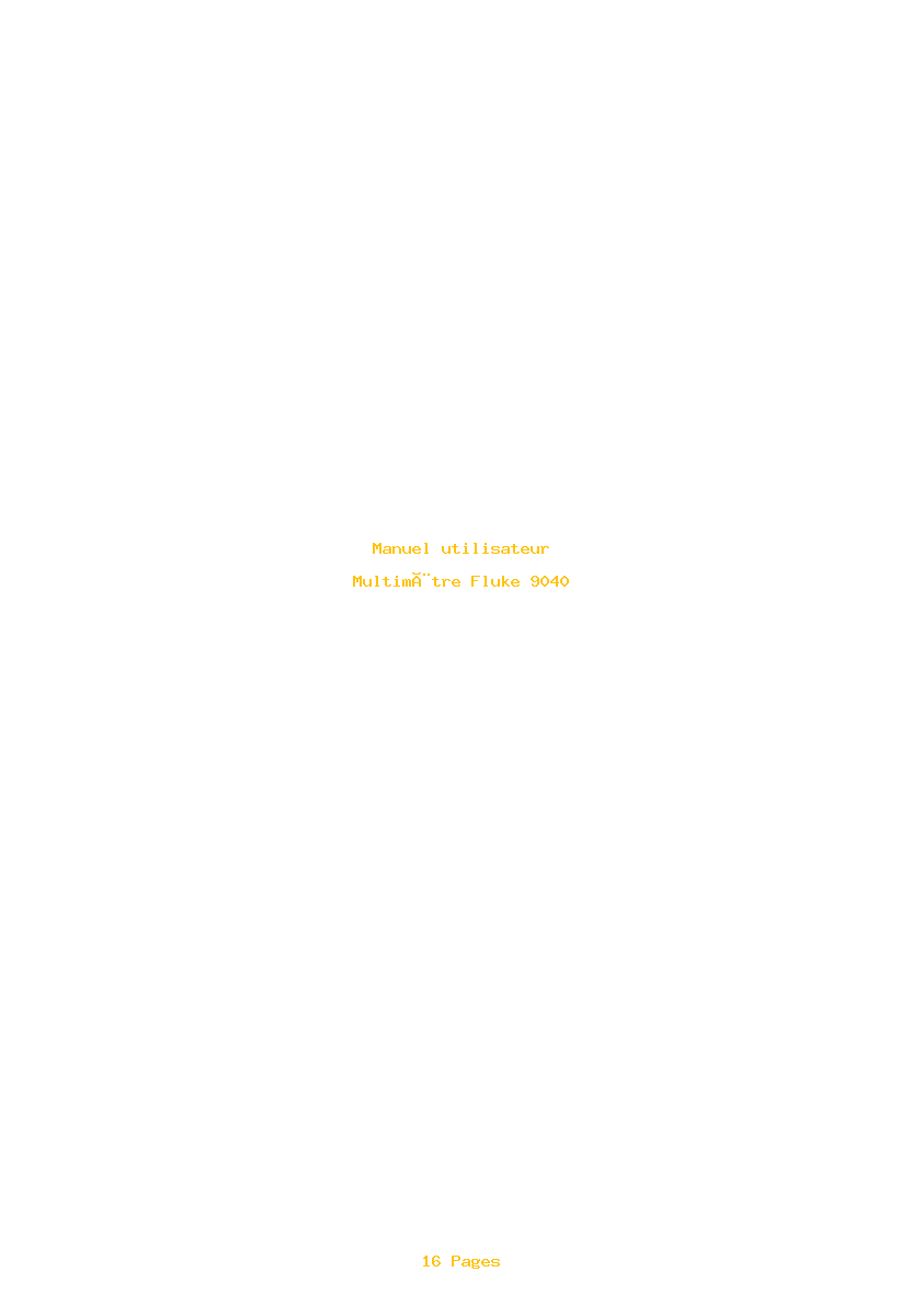 Page 1 de la notice Manuel utilisateur Fluke 9040