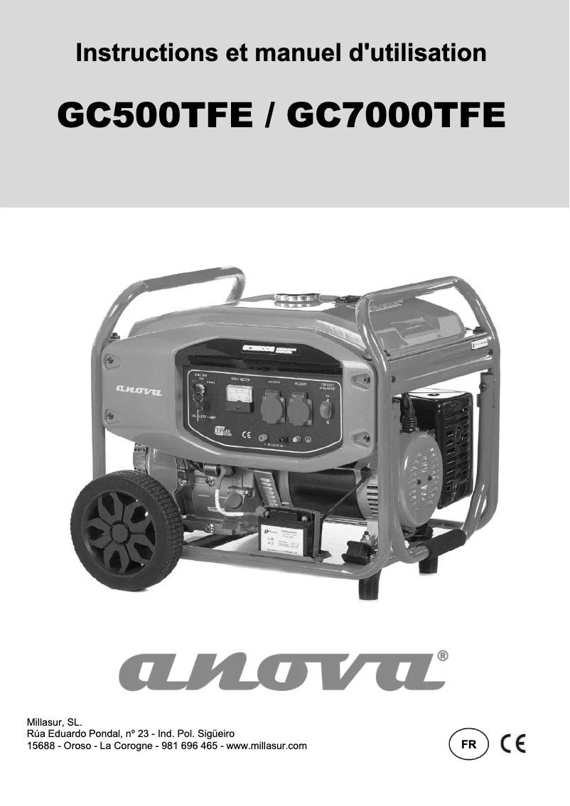 Page 1 de la notice Manuel utilisateur Anova GC7000TFE