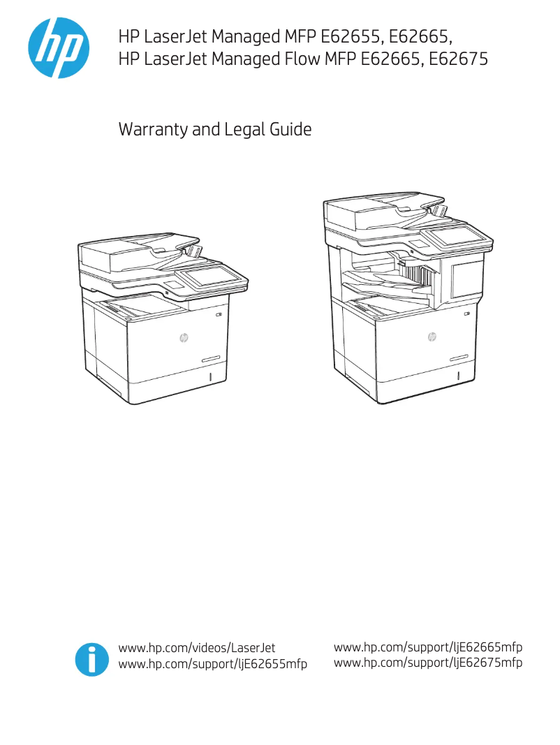 Página 1 del manual Información de garantía HP LaserJet Managed MFP E62675