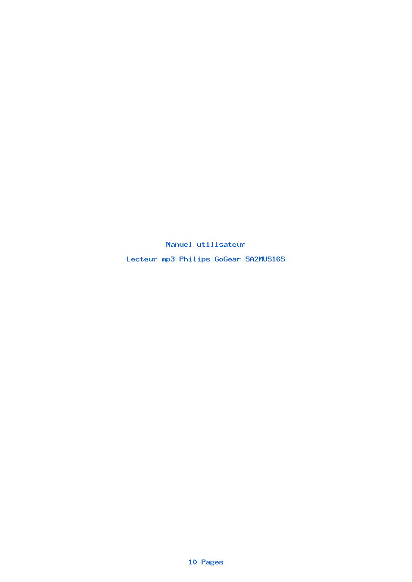 Page 1 de la notice Manuel utilisateur Philips GoGear SA2MUS16S