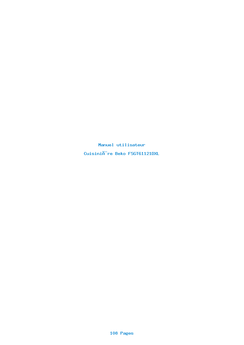 Page 1 de la notice Manuel utilisateur Beko FSGT61121DXL