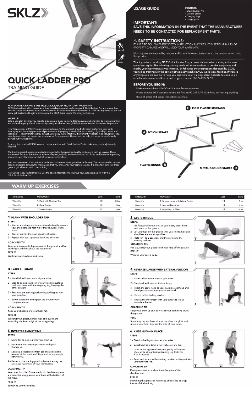 Page 1 de la notice Manuel utilisateur SKLZ LADD-001