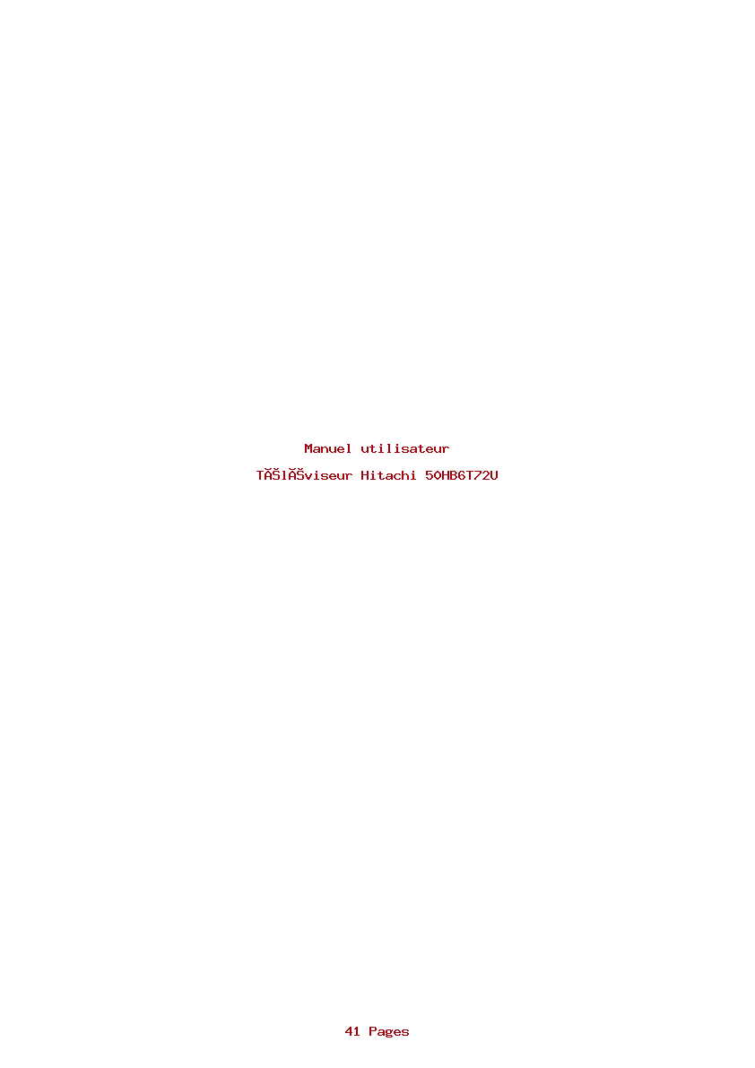 Page 1 de la notice Manuel utilisateur Hitachi 50HB6T72U