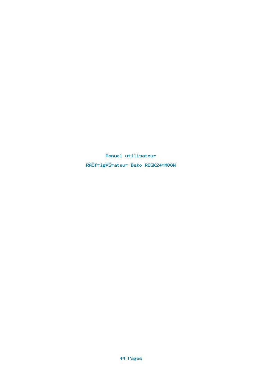 Page 1 de la notice Manuel utilisateur Beko RDSK240M00W