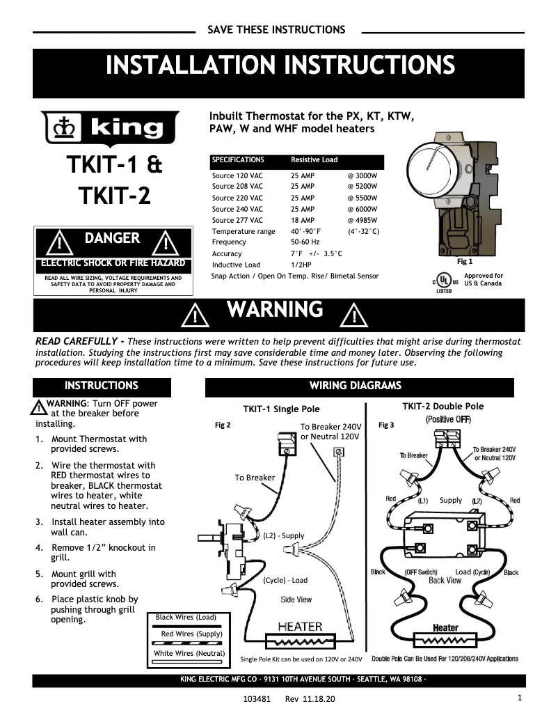 Page 1 of the manual User Manual King TKIT-2B