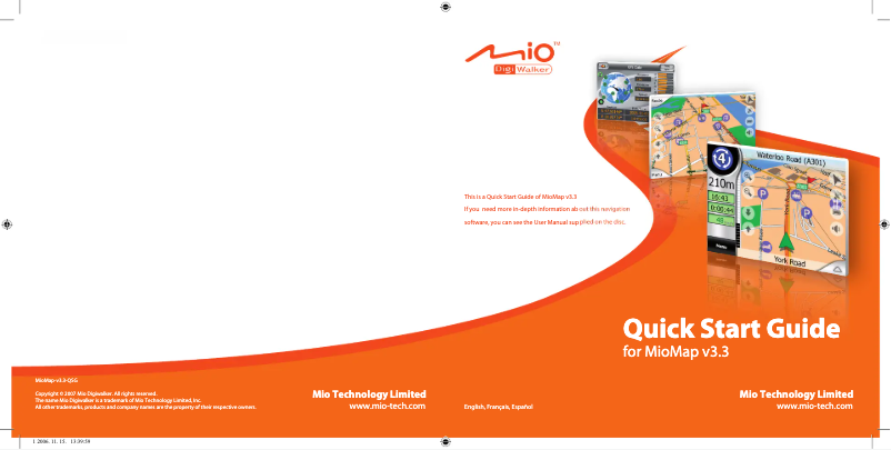 Page 1 de la notice Manuel utilisateur Mio MioMap v3.3