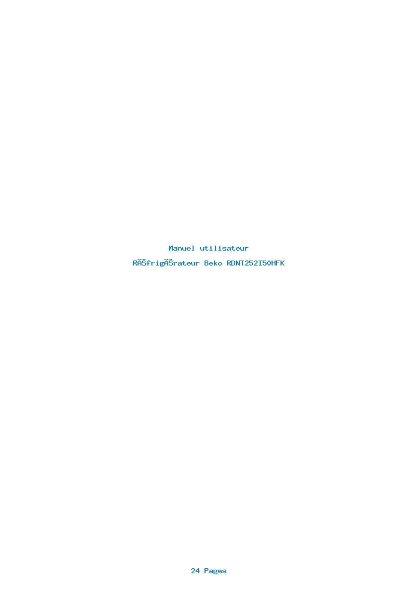 Page 1 de la notice Manuel utilisateur Beko RDNT252I50HFK