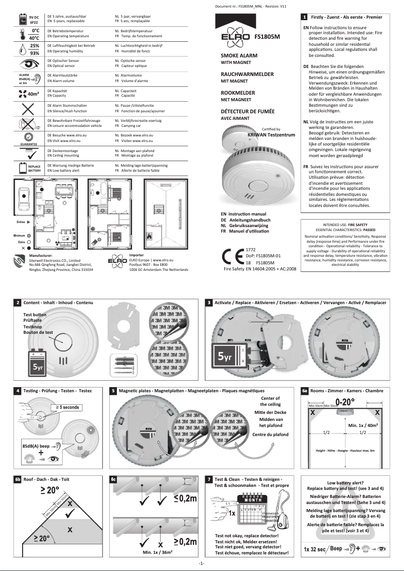 Page 1 of the manual User Manual Elro FS180521M