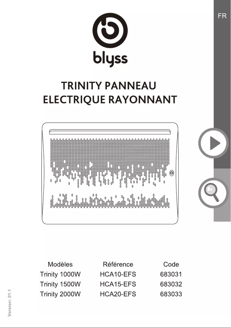 Page 1 de la notice Manuel utilisateur Blyss Trinity HCA10-EFS