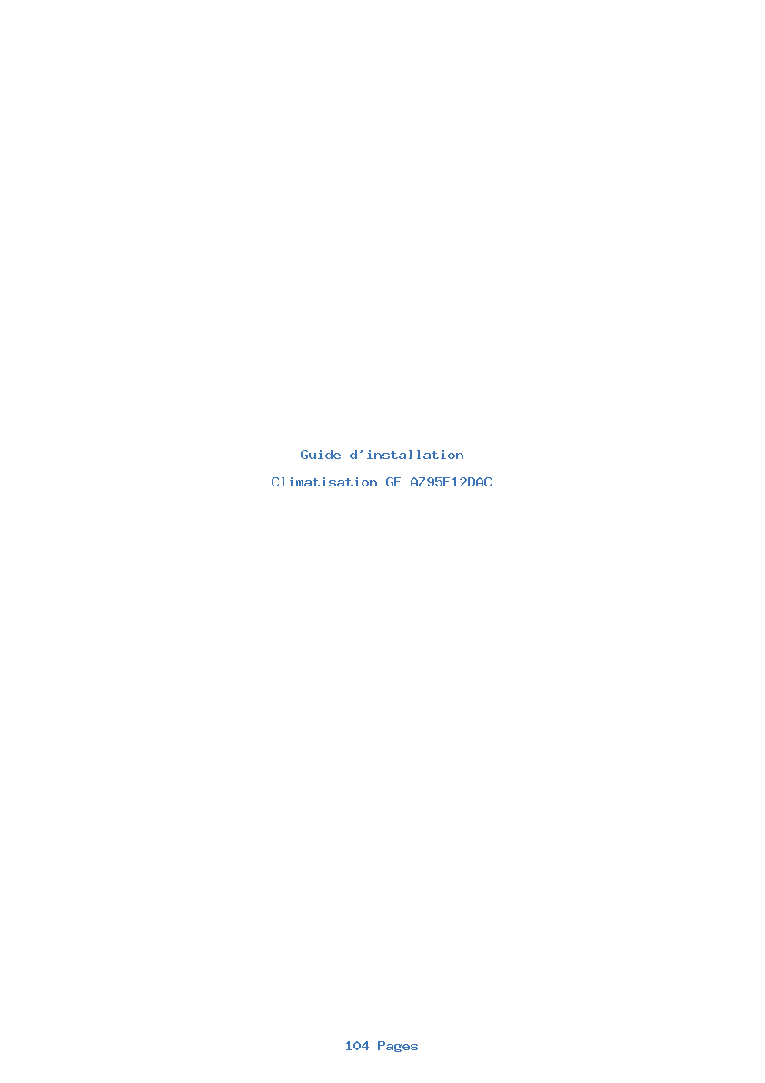 Page 1 de la notice Guide d'installation GE AZ95E12DAC