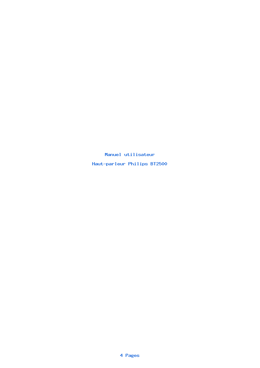 Page 1 de la notice Manuel utilisateur Philips BT2500