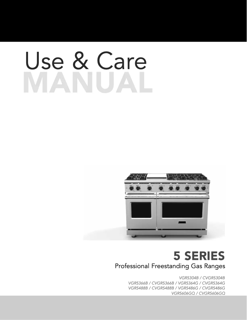 Page 1 of the manual Use and Maintenance Manual Viking VGR5366BWH