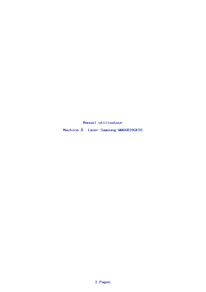 Page 1 de la notice Manuel utilisateur Samsung WW66R20GKSS